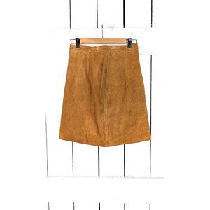Vintage tan brown suede leather mini pencil skirt